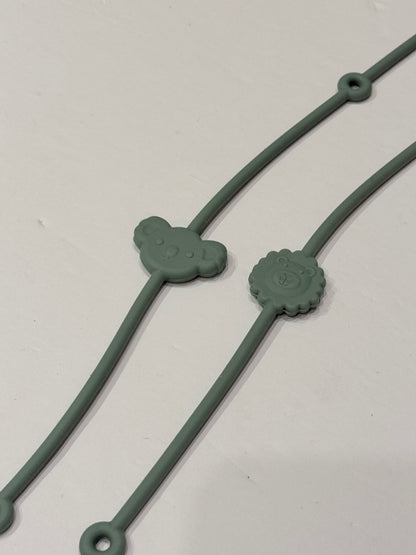 Animal Silicone Twist Ties Koala Lion Green 2-Pack