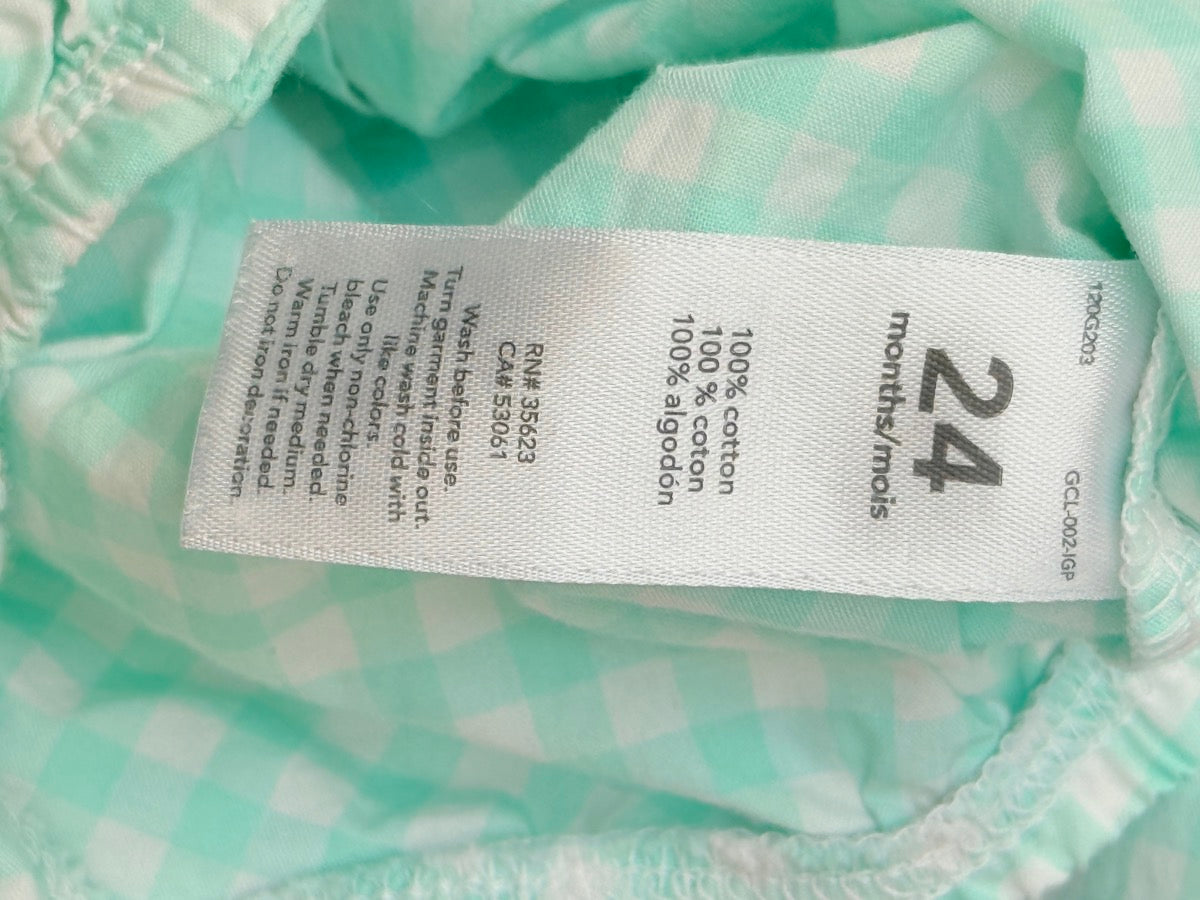 Carter's Mint Gingham Button-Up Bodysuit 24M