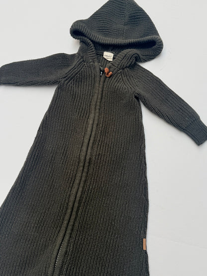 Goumi Forest Green Knit Hooded Bunting Sleep Sack NB