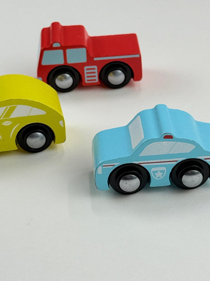 3-Piece Wooden Toy Vehicles Set