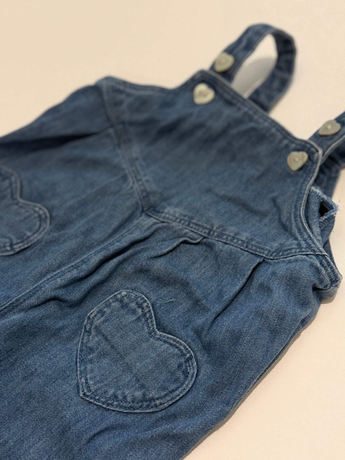 Old Navy Denim Heart Overalls 6-12M