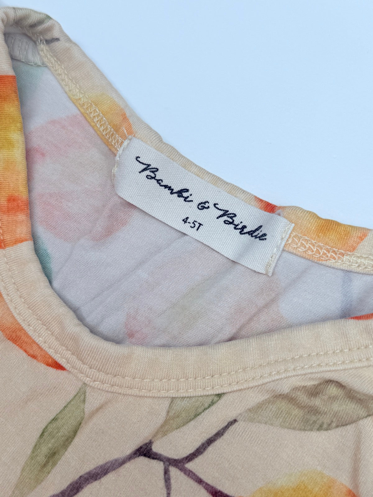 Bambi & Birdie Bamboo Orange Print Pajama Set 4-5T