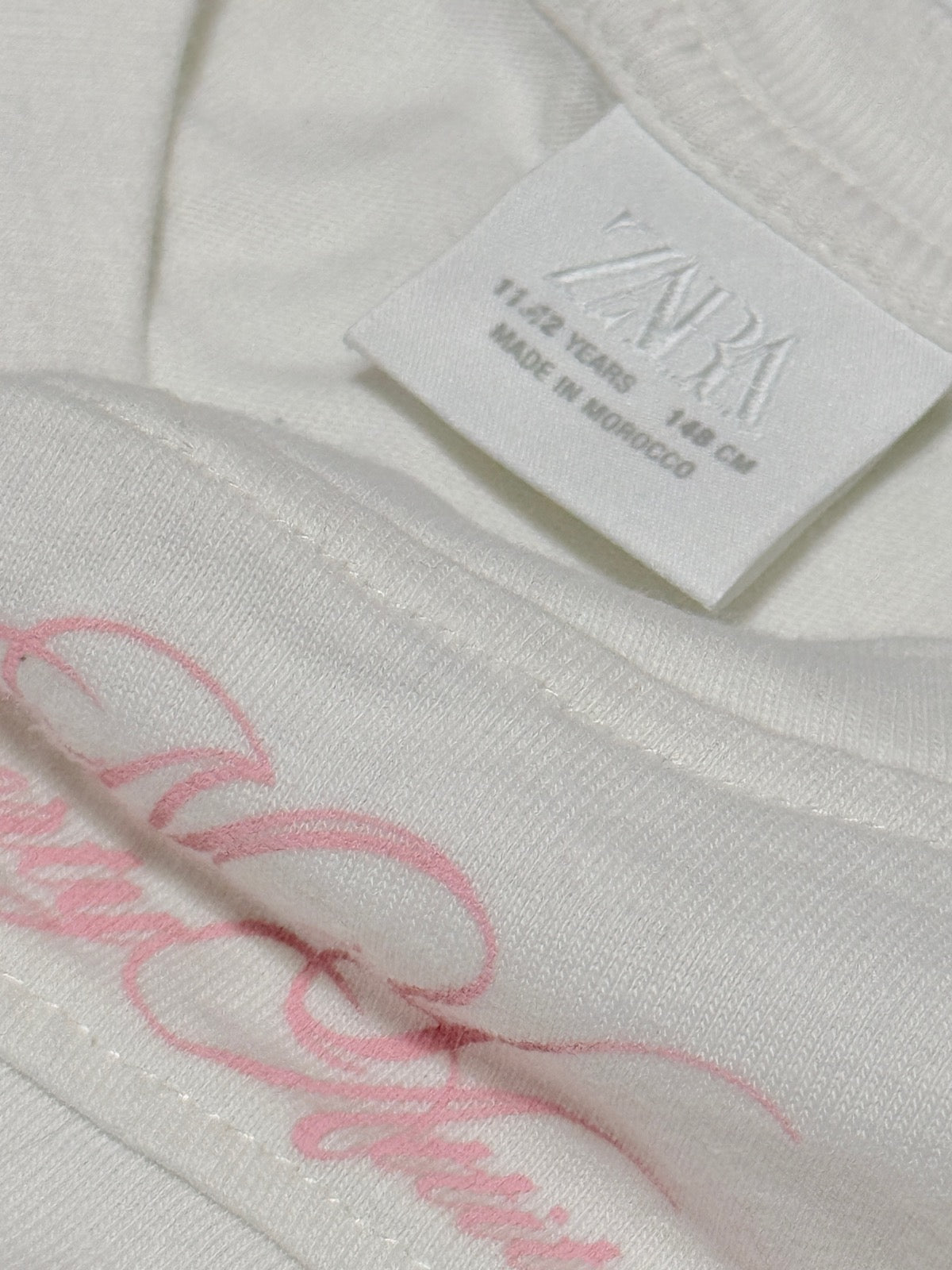 Zara White Pink 80 Jersey T-Shirt 11-12Y