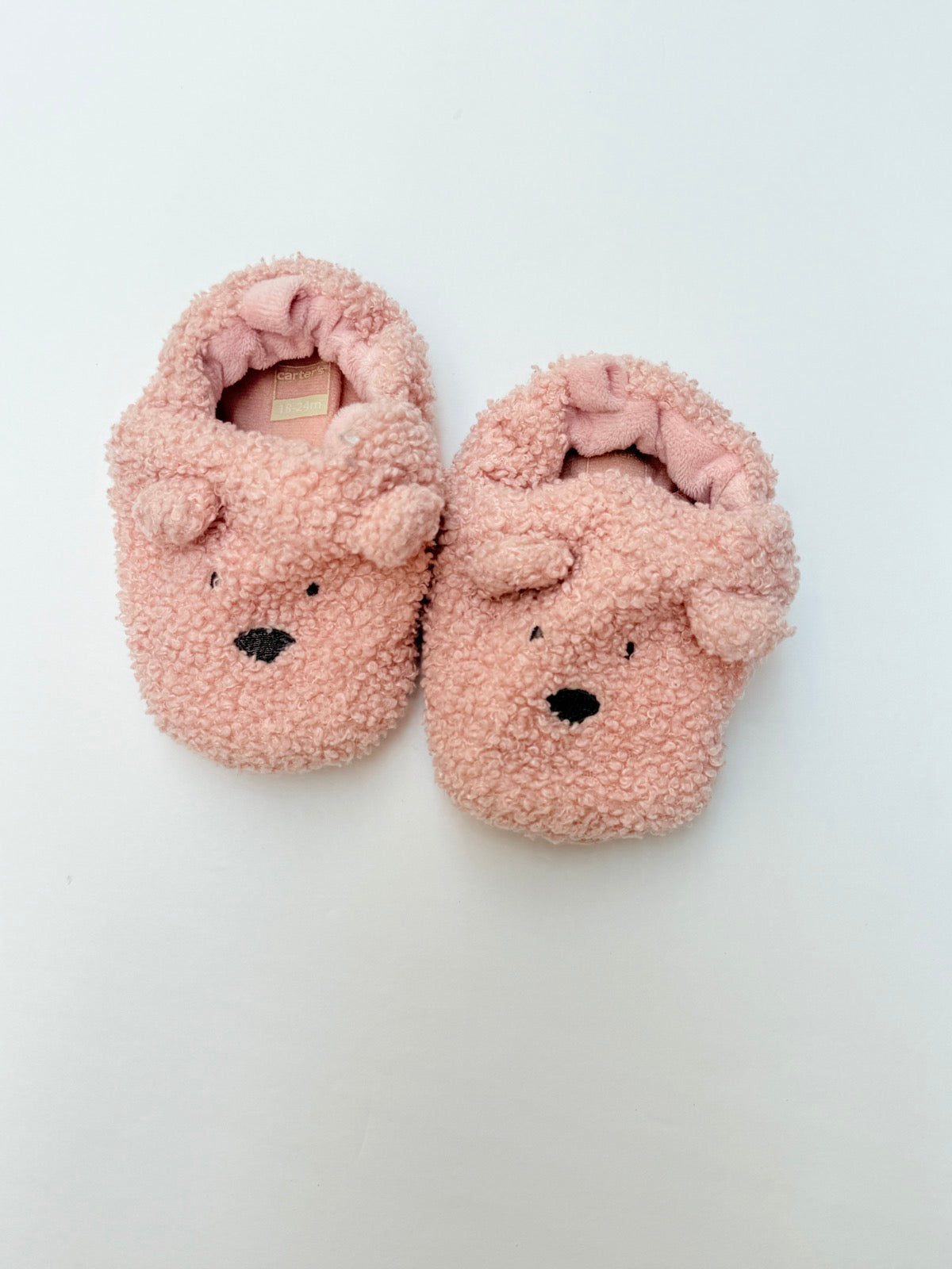 Carter's Pink Teddy Bear Booties 18-24M
