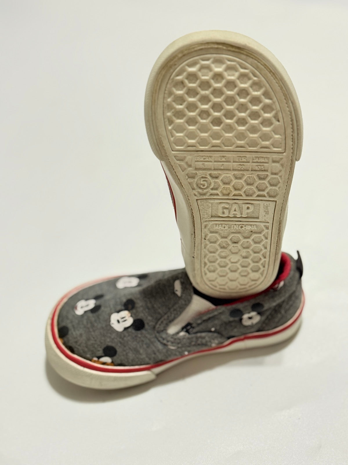 Gap Mickey Mouse Gray Slip-On Sneakers Size 5