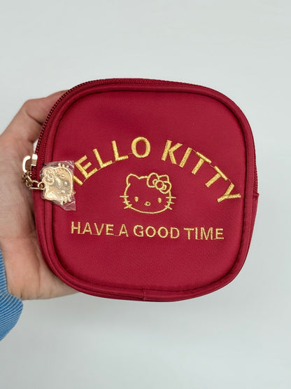 Hello Kitty Burgundy Zip Coin Pouch