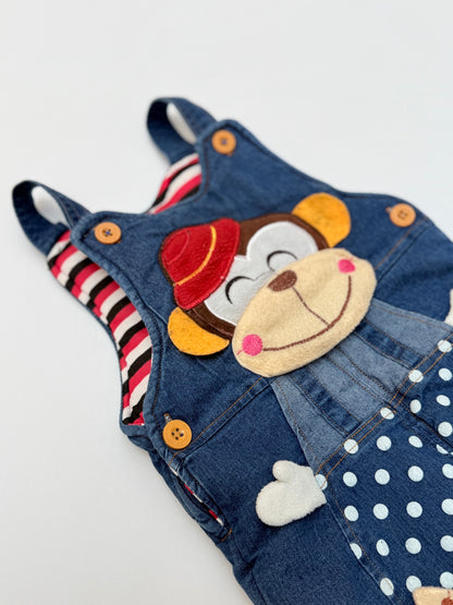 Monkey Applique Denim Overalls 18-24M