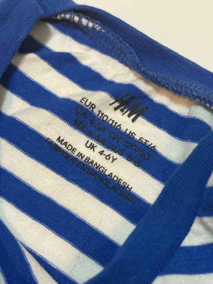H&M Blue Striped T-Shirt 5T 6
