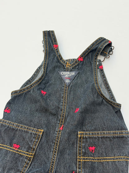 OshKosh B'gosh Denim Train Overalls 12 Months