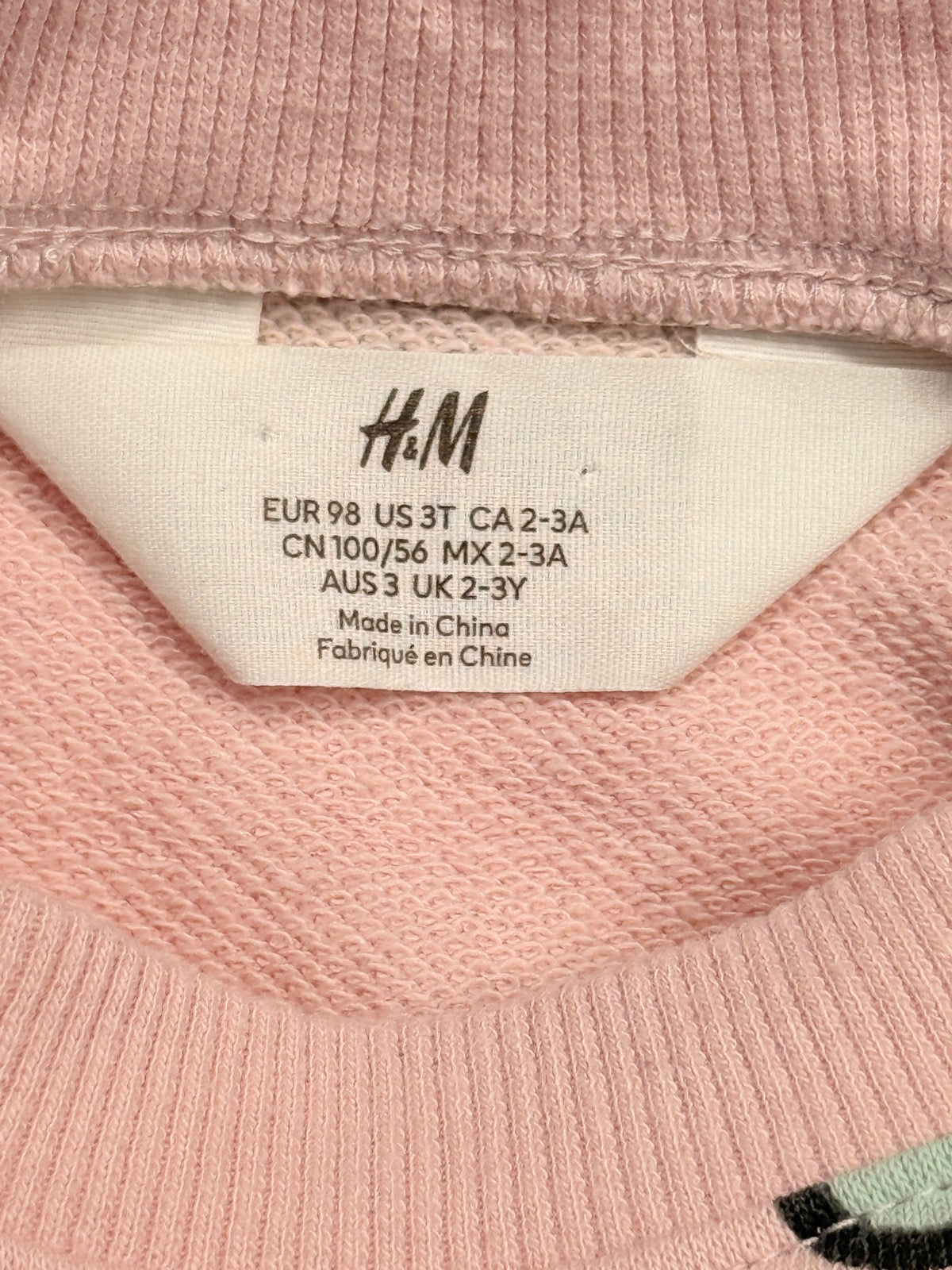 H&M Pink Heart Print Sweater Dress 2-3Y