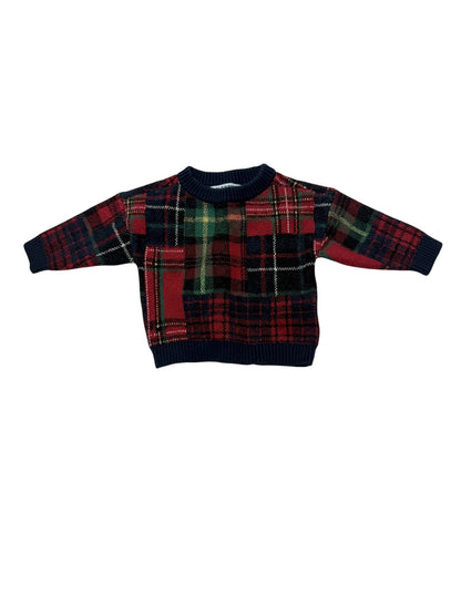Old Navy Plaid Knit Sweater 0-3M