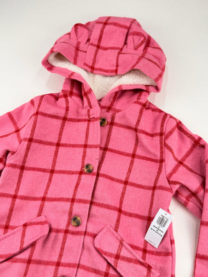 NWT - Old Navy Pink Plaid Sherpa-Lined Hooded Jacket 4T