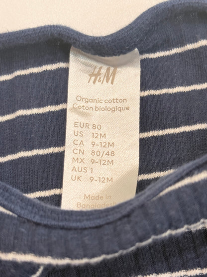 H&M Striped Ribbed Pajama Set 12M