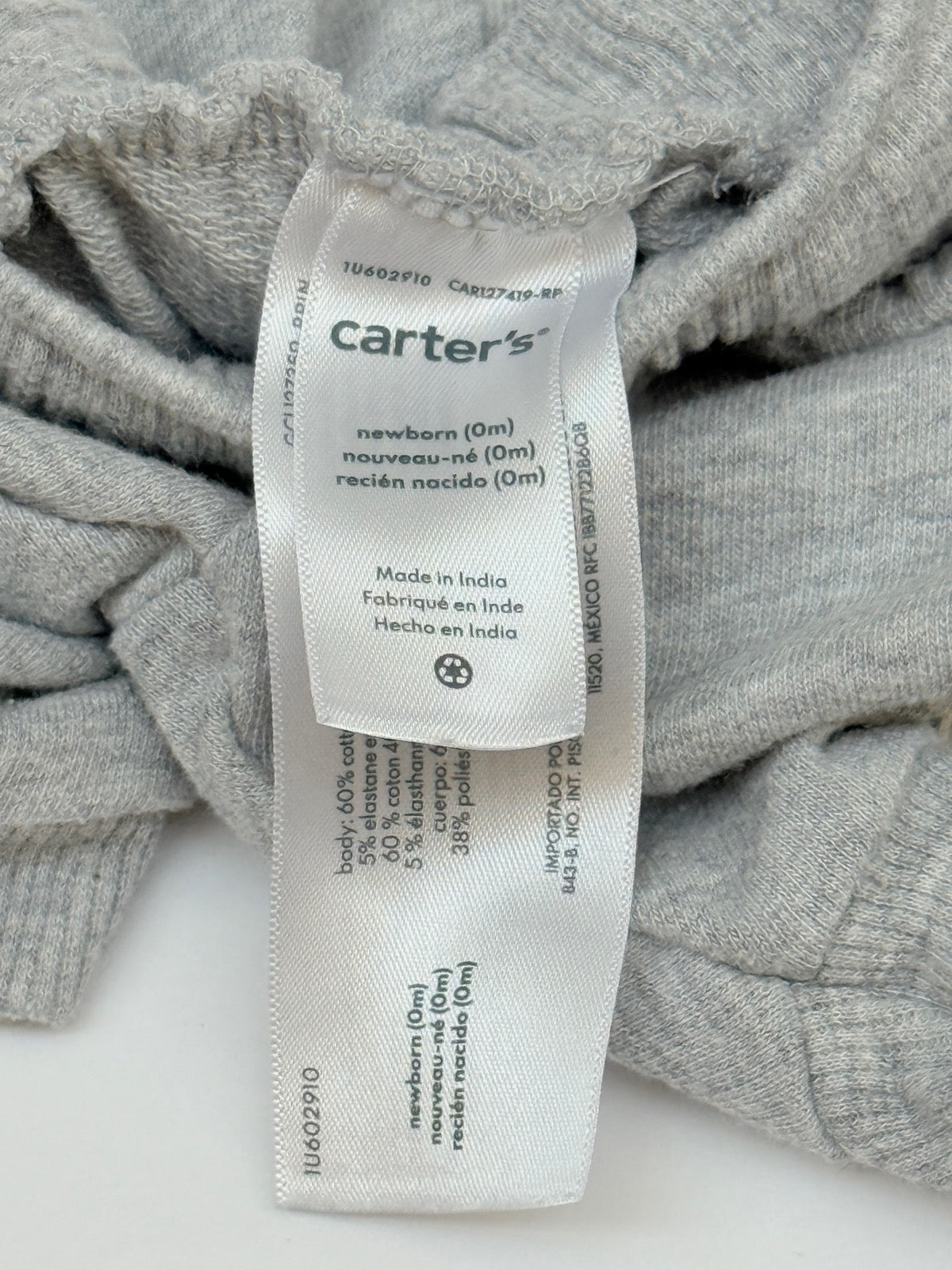 Carter's Gray Striped Jogger Pants Newborn