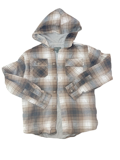 Roots Kids Plaid Hooded Flannel Shirt XL 11-12