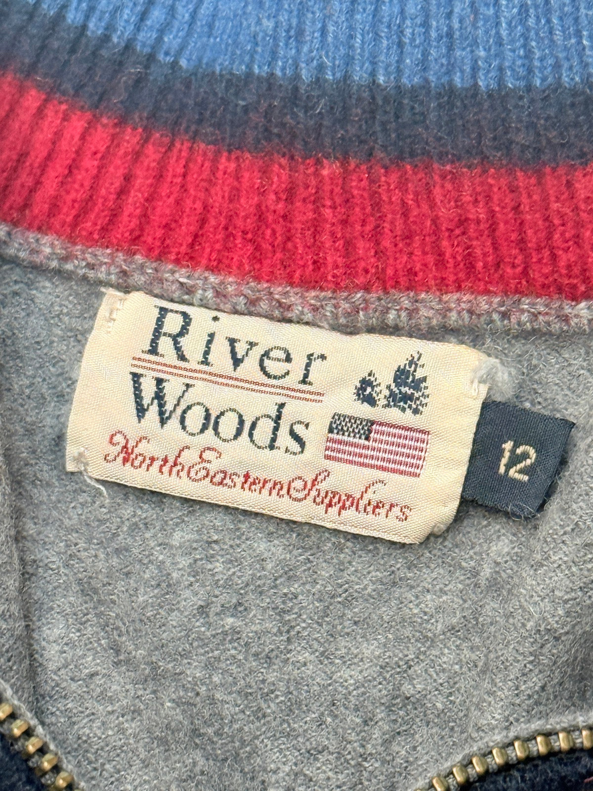 River Woods Gray Quarter-Zip Sweater Size 12