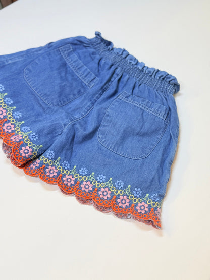 Mini Boden Denim Embroidered Shorts Size 5Y