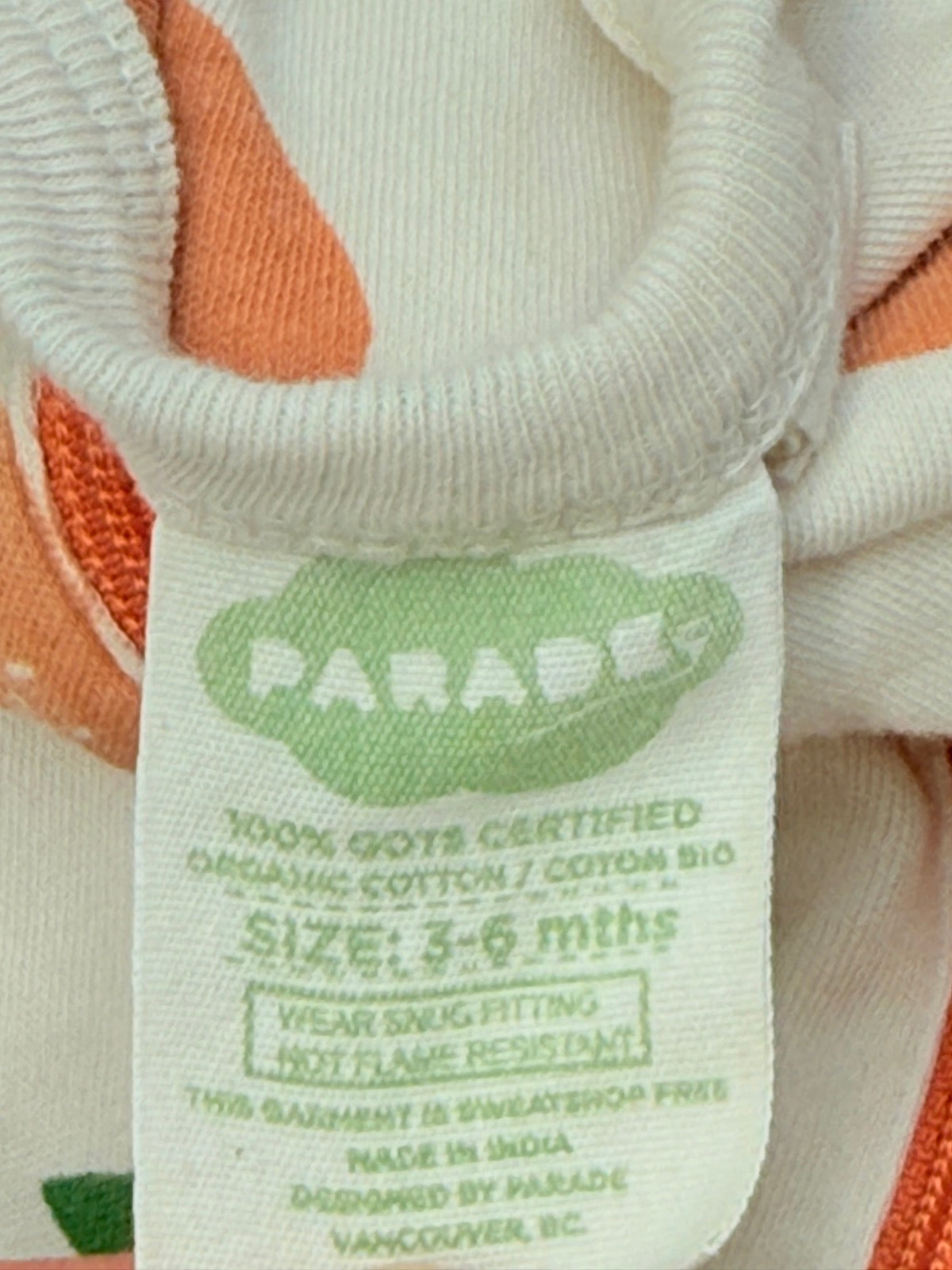 Parade Organic Orange Print Romper 3-6M