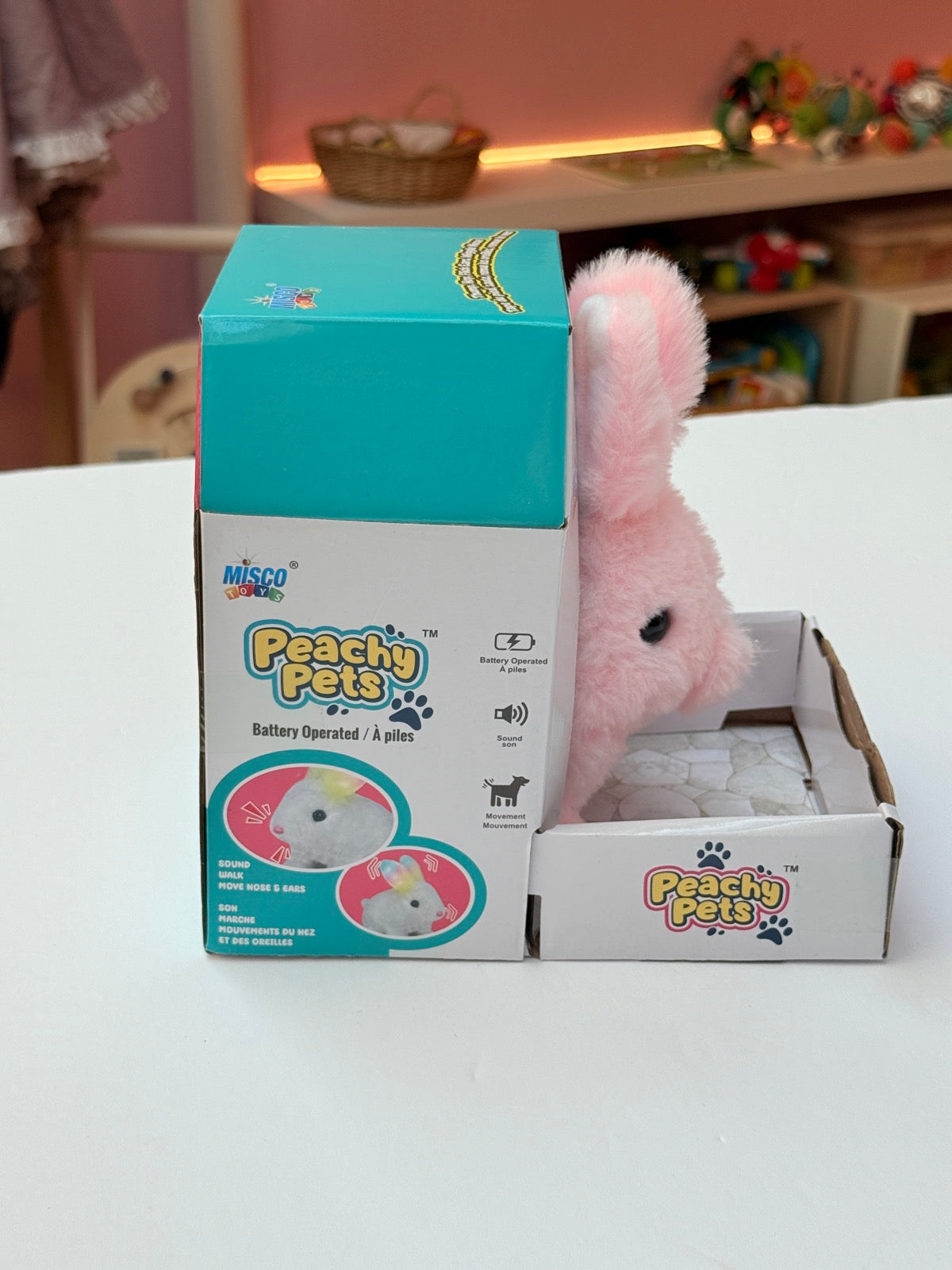 Misco Toys Peachy Pets Pink Bunny Battery Operated