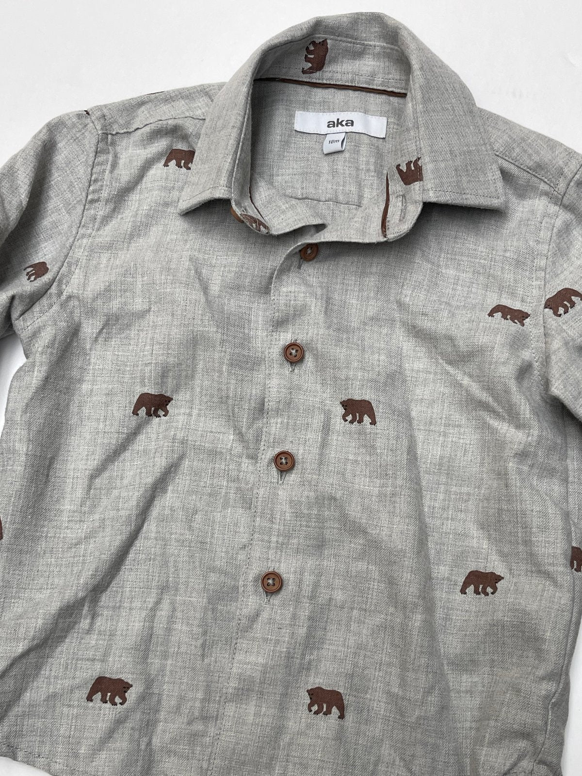 aka Bear Print Shirt and Pants Set 18M