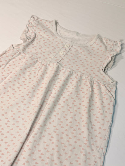 White Heart Print Flutter Sleeve Dress Size 5-6Y