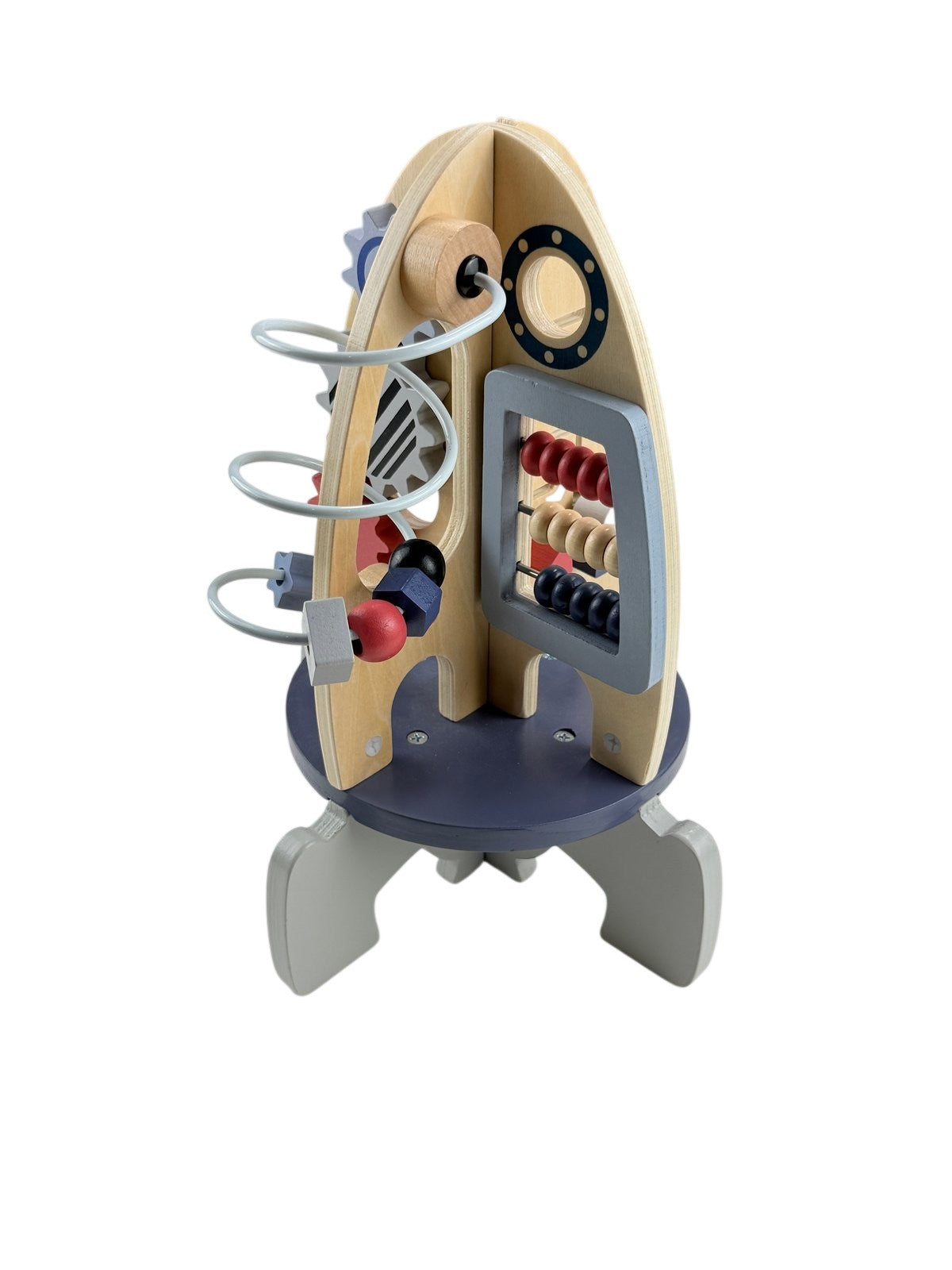 12" Tall Wooden Rocket Activity Center Toy