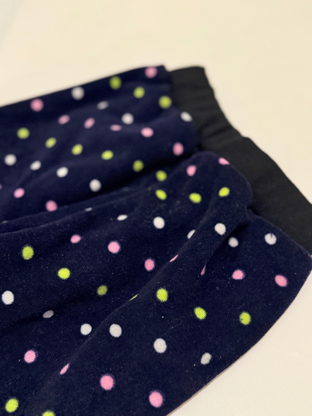 Navy Polka Dot Velour Pants Size 130