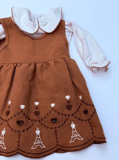 Milon Eiffel Tower Pinafore Dress Set 9M