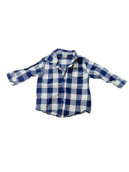 Carter's Plaid Dinosaur Pocket Shirt 9M