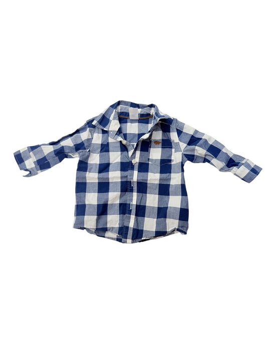 Carter's Plaid Dinosaur Pocket Shirt 9M