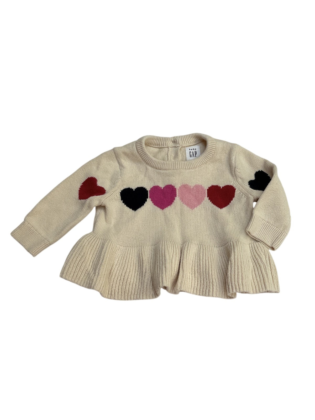 Baby Gap Heart Knit Peplum Sweater 0-3M