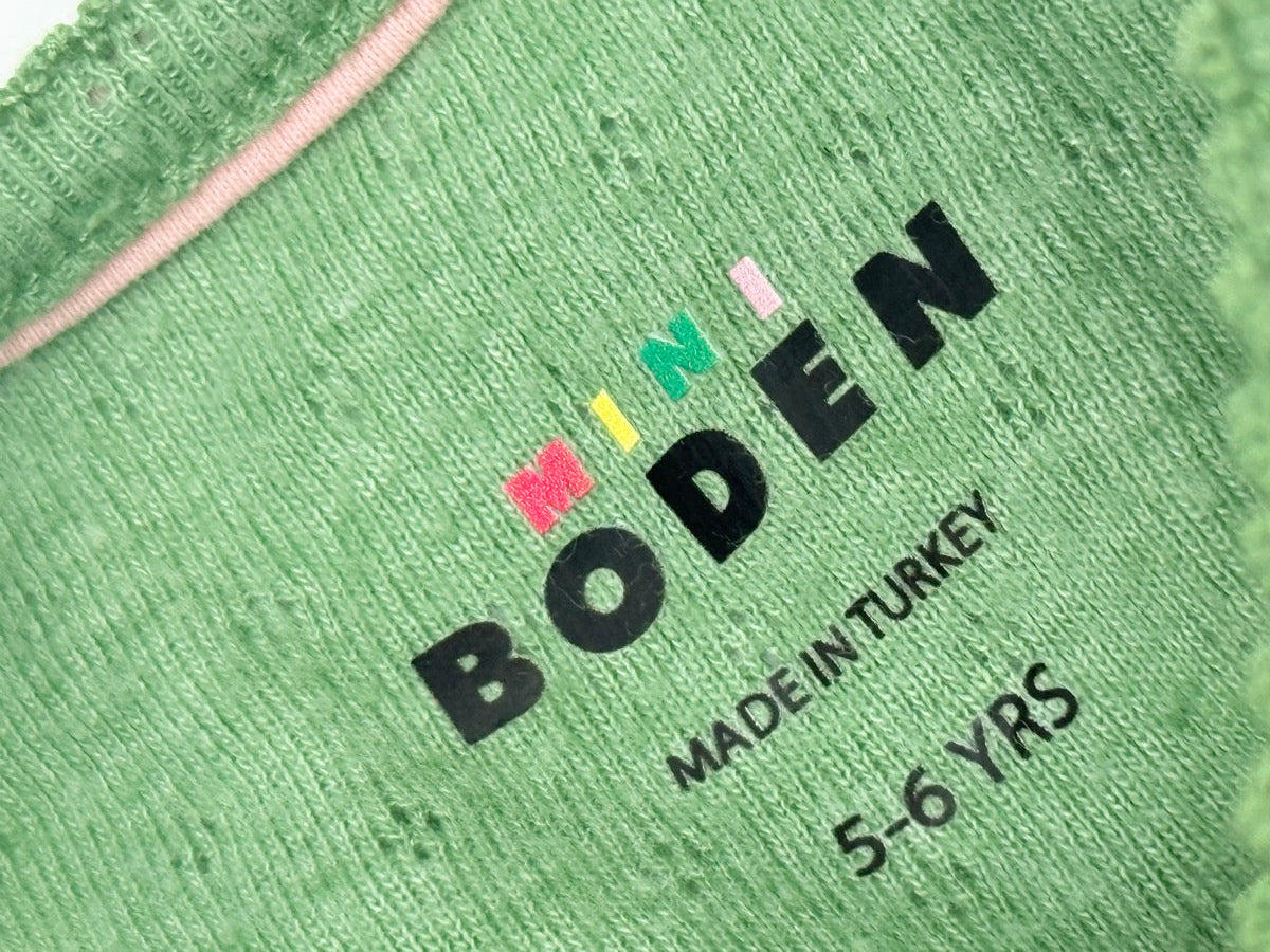 Boden Green Pointelle Top 5-6Y