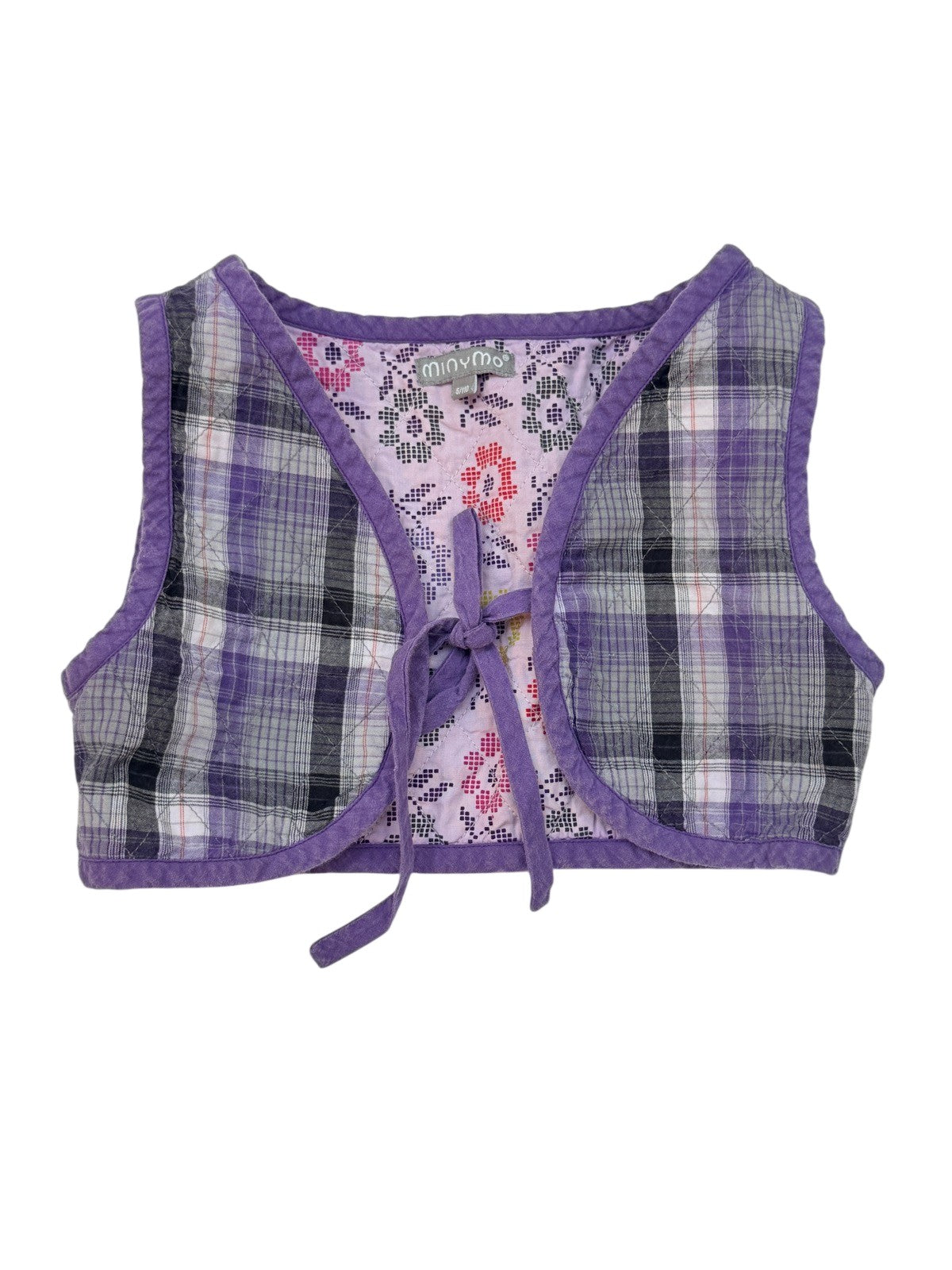 Minymo Reversible Plaid Floral Vest Size 5