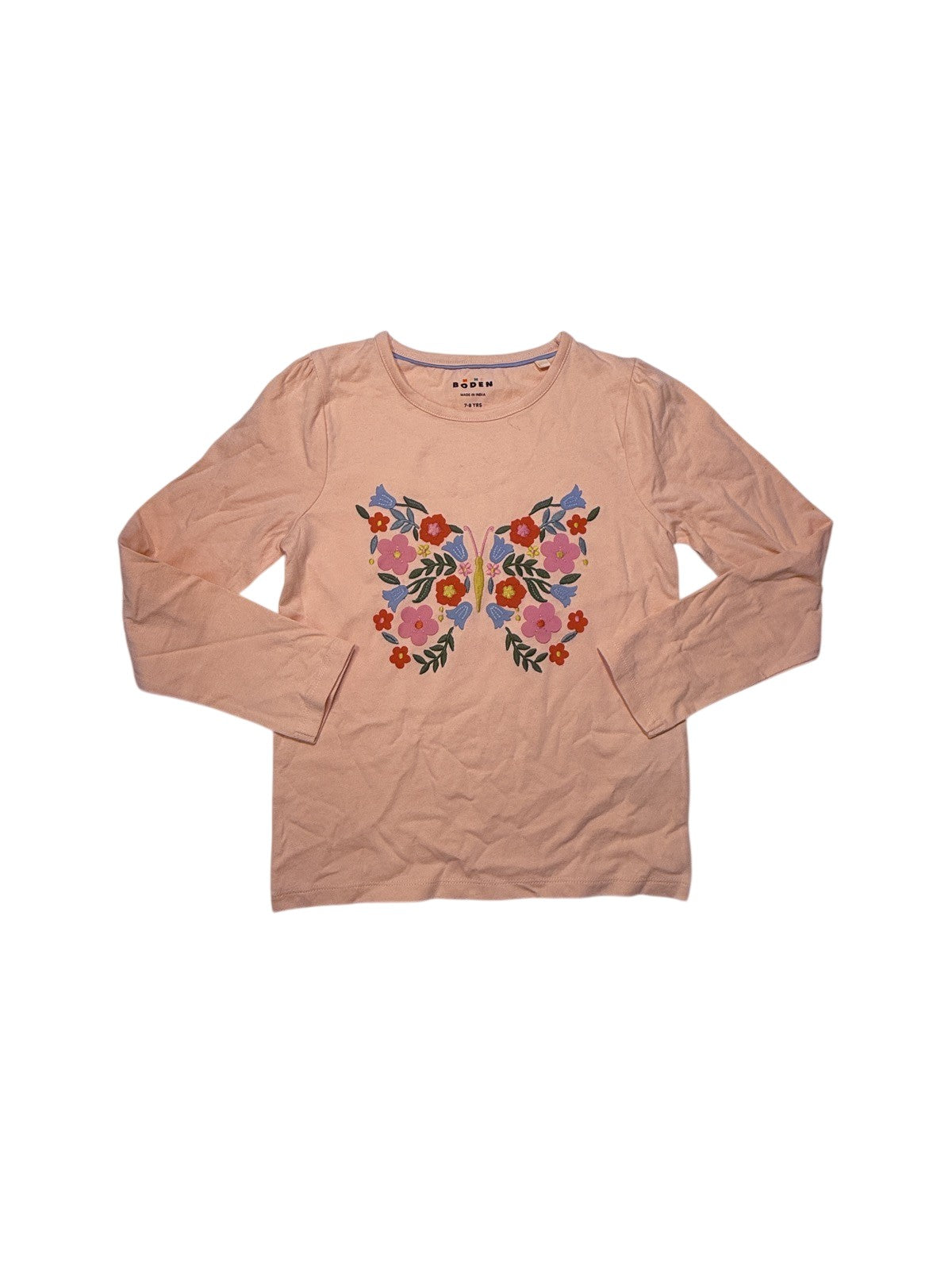 Boden Floral Butterfly Long Sleeve Top 7-8y