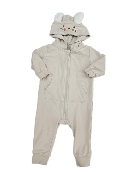 Petit Lem Bunny Hooded Zip Romper 6M