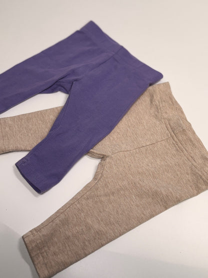 George Baby Purple Beige Leggings 2-Pack 3-6M