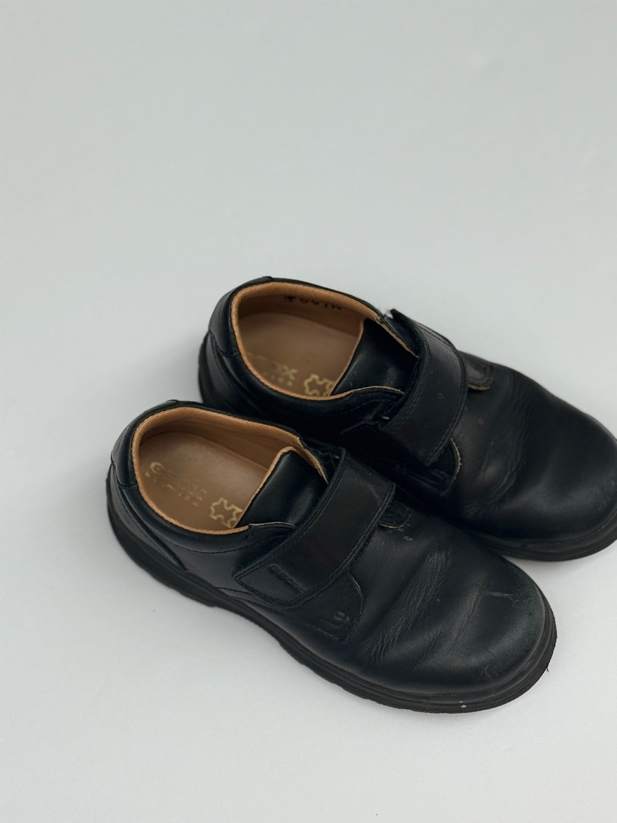 Geox Black Leather Velcro School Shoes Size 2