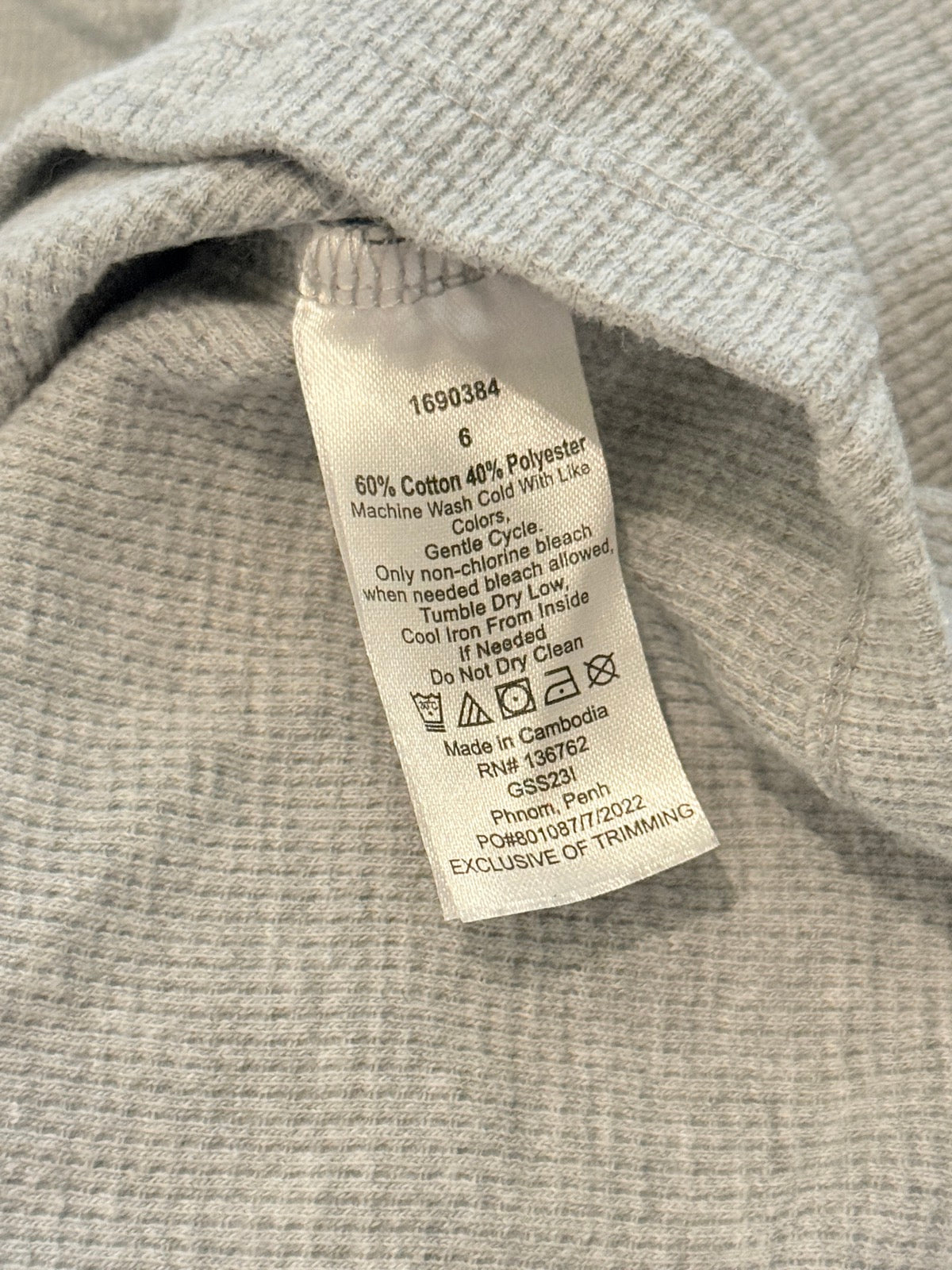Andy & Evan Gray Thermal Hoodie Size 6