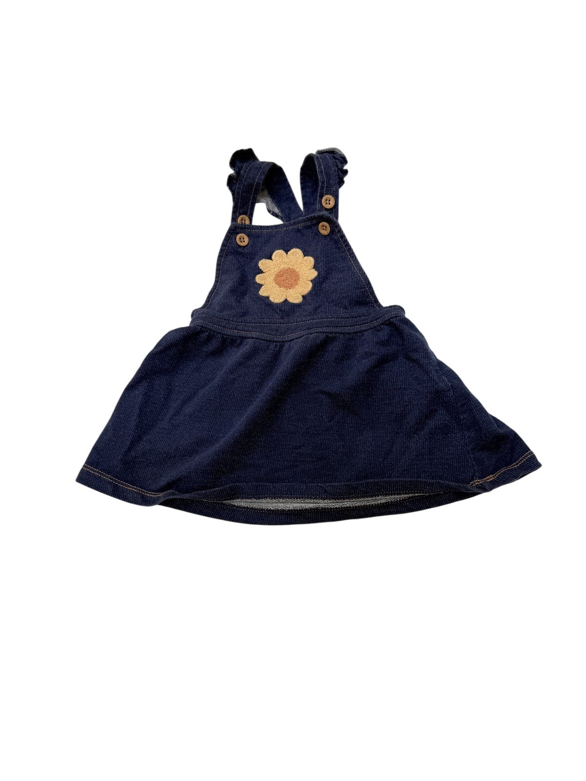 Pekkle Denim Sunflower Overall Dress 12M