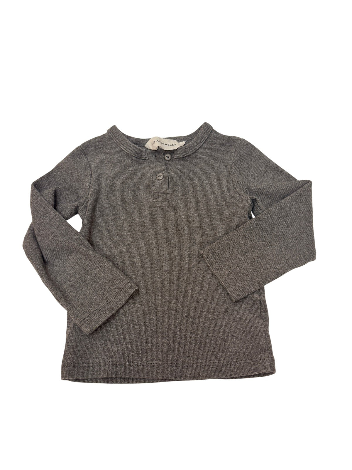 H&M Adorables Grey Ribbed Henley Top