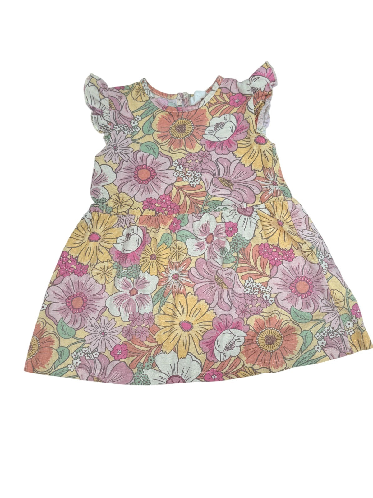 H&M Floral Flutter Sleeve Dress 9-12M