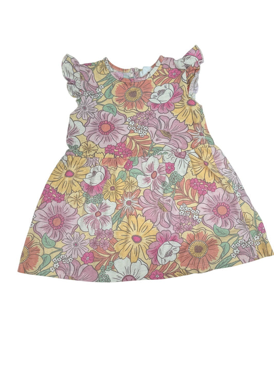 H&M Floral Flutter Sleeve Dress 9-12M
