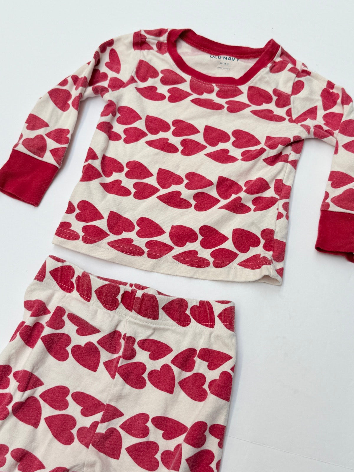 Old Navy Heart Print Pajama Set 12-18M
