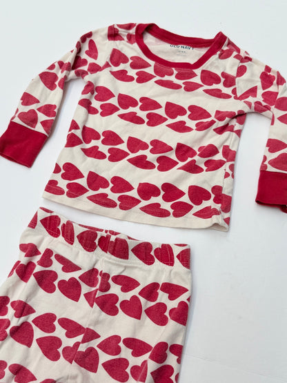 Old Navy Heart Print Pajama Set 12-18M