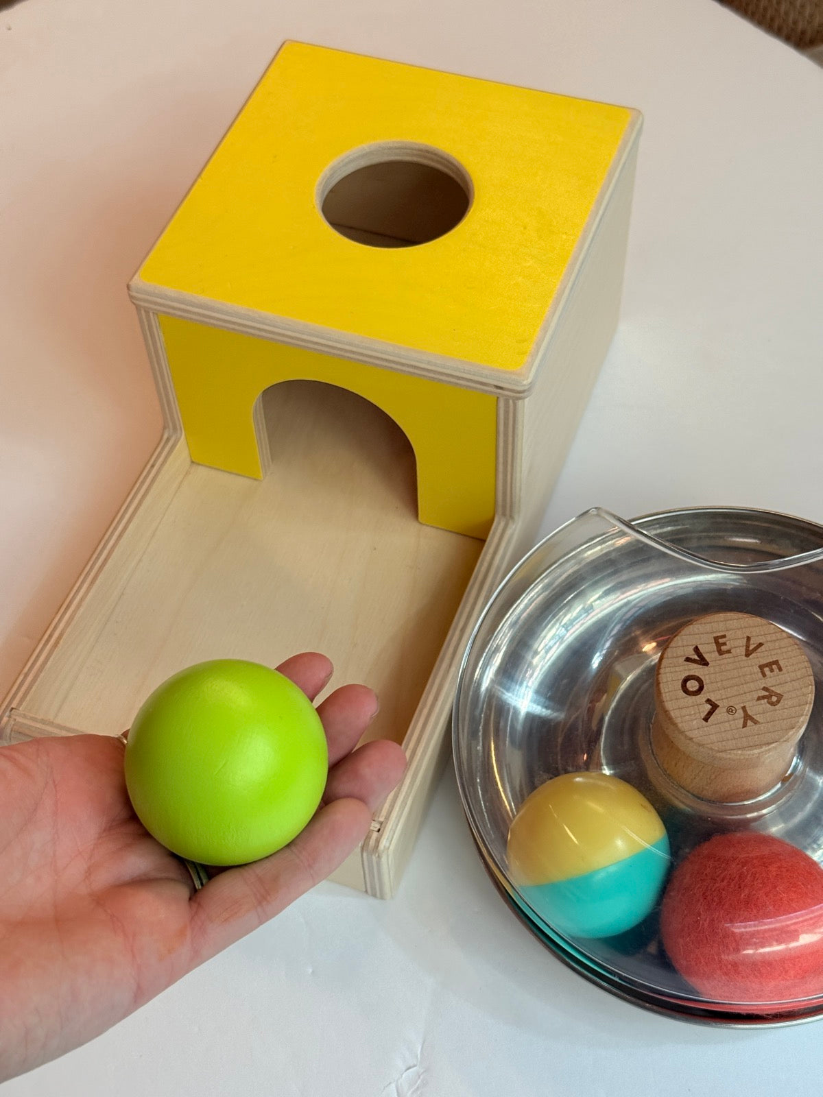 Lovevery Hide & Find Drop Box Tip & Turn Set