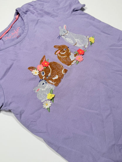 Mini Boden Bunny Embroidered T-Shirt 5-6Y