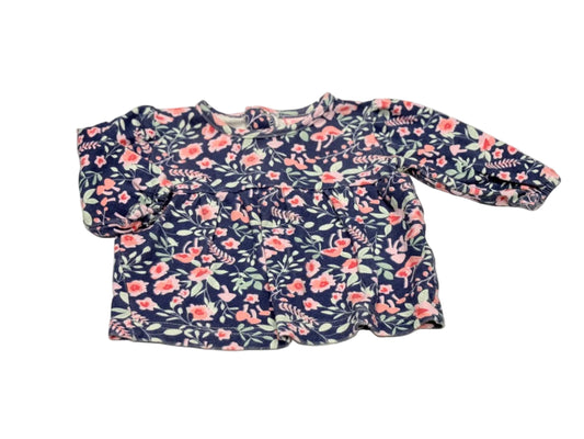 Mini Mai Floral Navy Ruffle Romper 3-6M