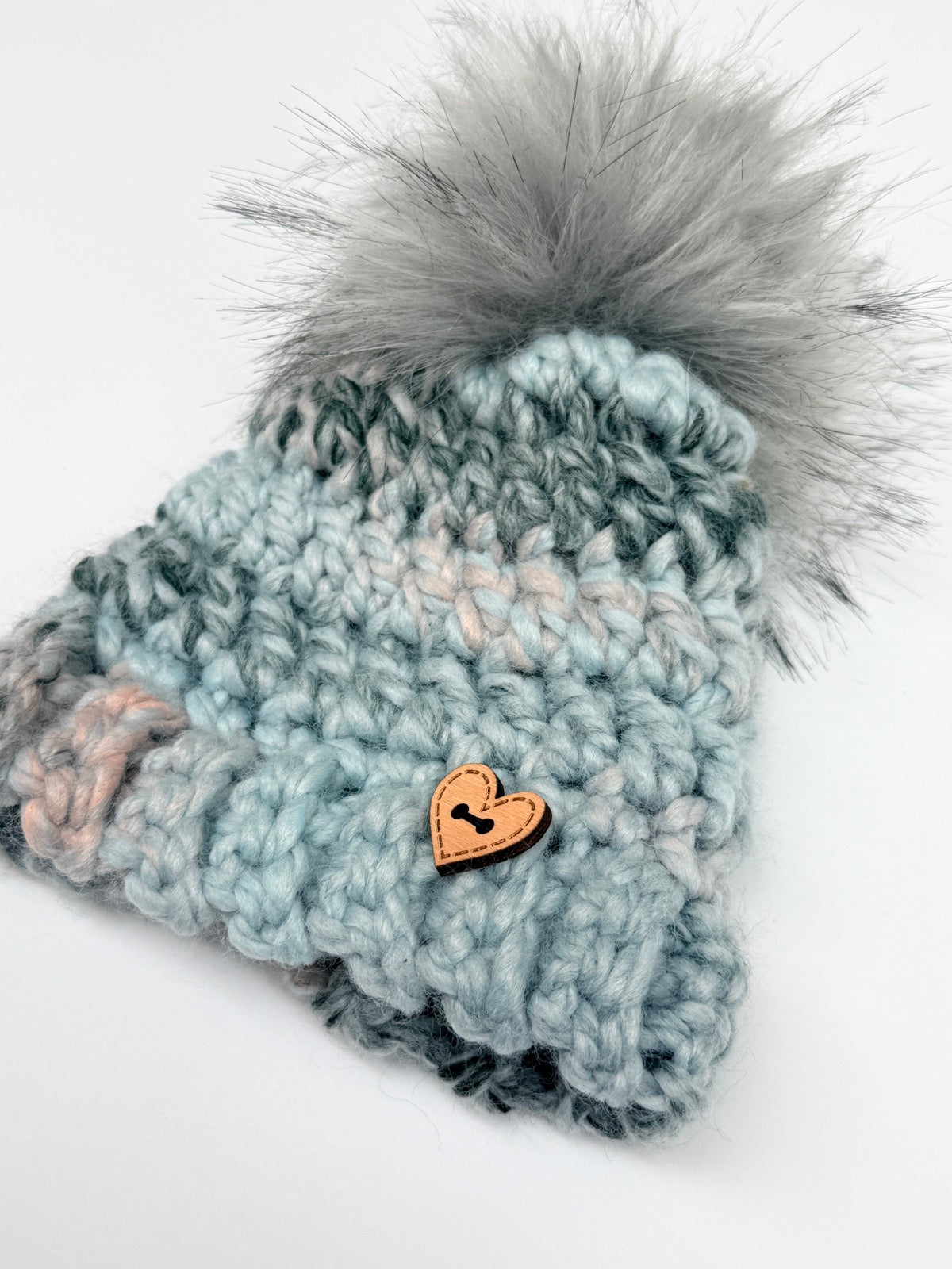 Handmade Knit Pom Pom Beanie Hat 0-6m