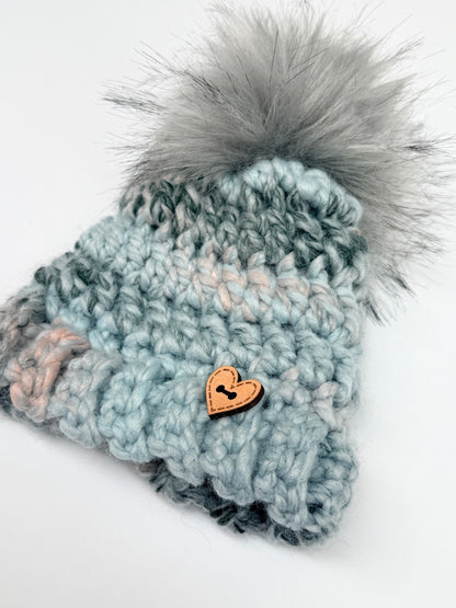 Handmade Knit Pom Pom Beanie Hat 0-6m