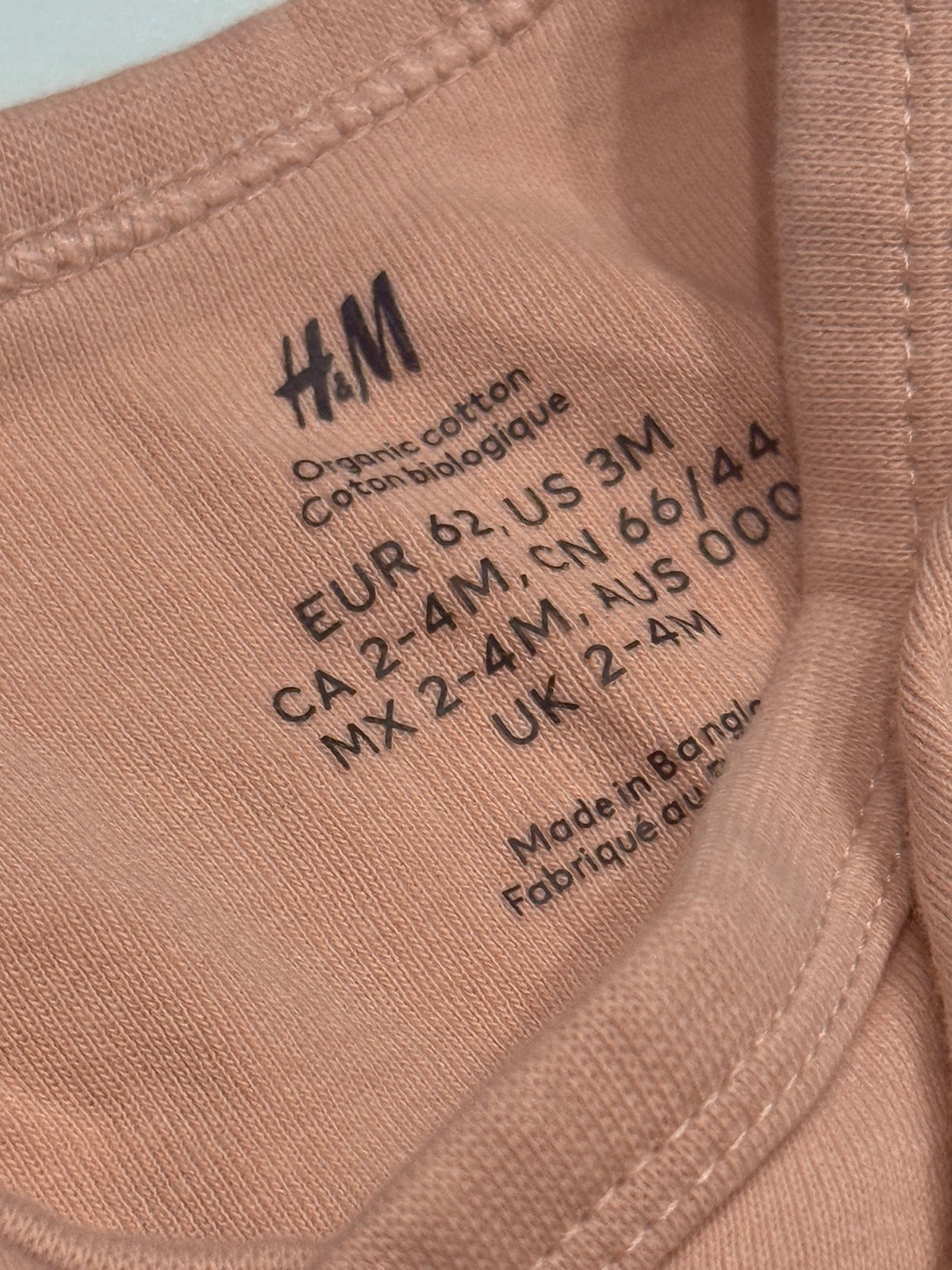H&M Wrap Bodysuit Blush Pink 3M